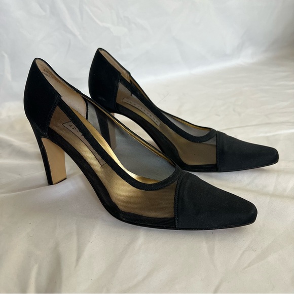 Apostrophe Lettie Vintage Black Heels Mesh Detail - Picture 3 of 9